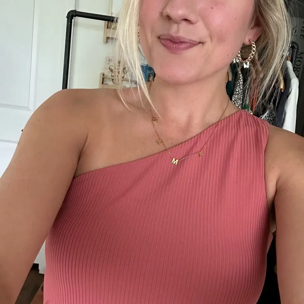 Lovers And Friends Charlie Ribbed Knit One Shoulder Jumpsuit Mauve Pink M - Picture 10 of 12